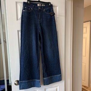 LOGO by Lori Goldstein Dark Blue Flare Jeans